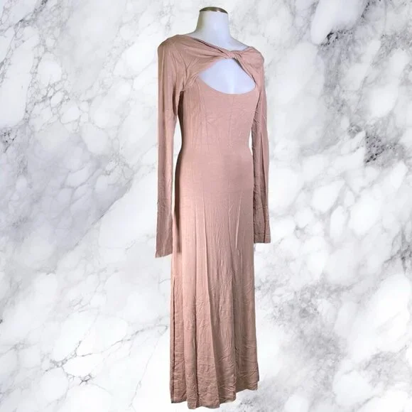 NBD Long Sleeve Midi Dress - Blush Taupe NBD Long Sleeve Midi Dress - Blush Taupe